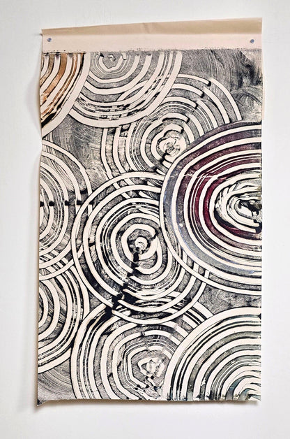 Intervals — Encaustic Monotype on Handmade Bamboo Paper Artwork Elizabeth Schowachert Art