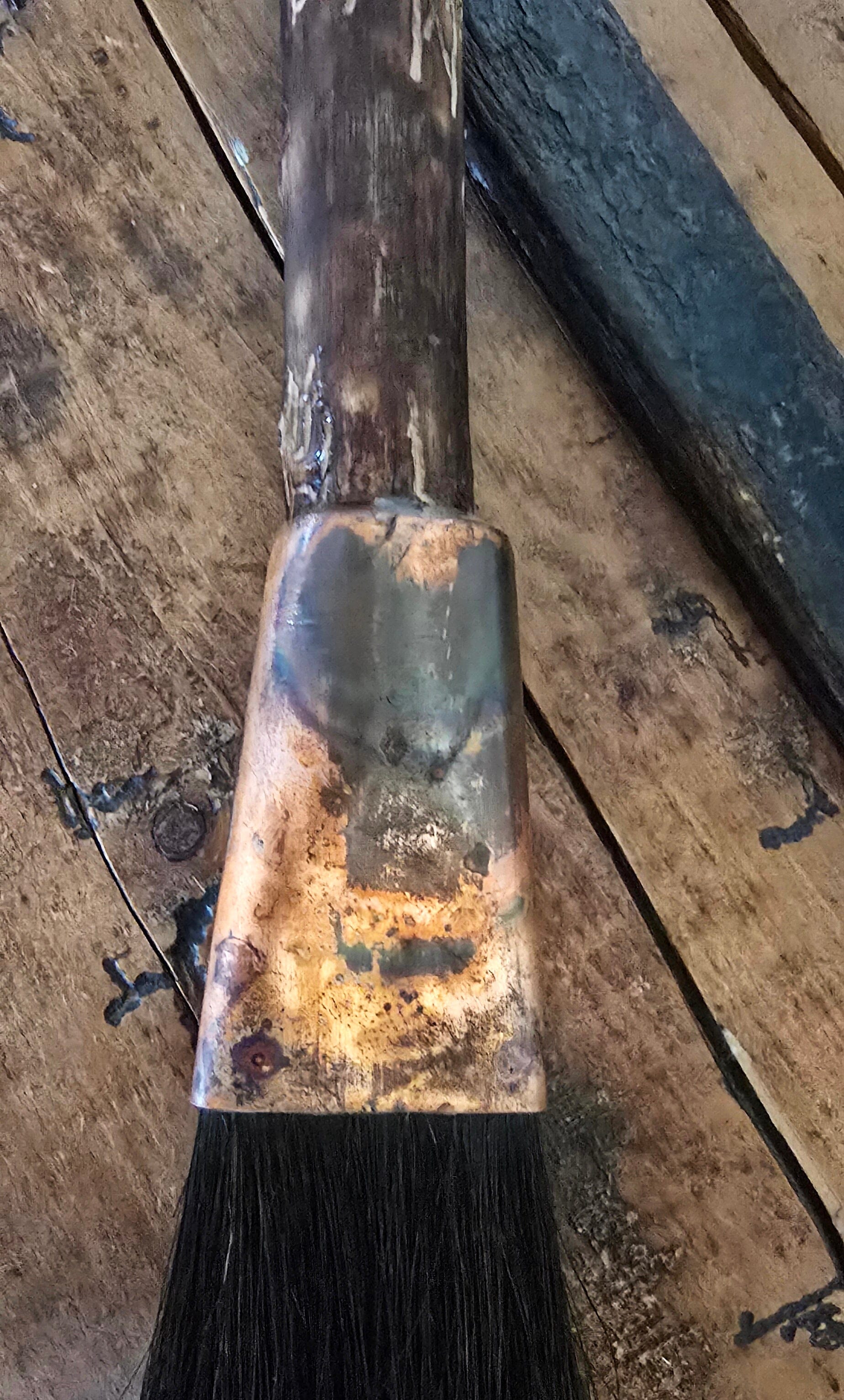 Large Flat Black Horsehair Brush – Driftwood Handle with Burned Patina Paintbrush Elizabeth Schowachert Art
