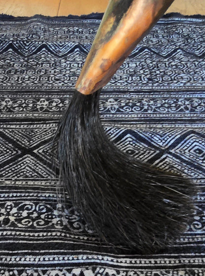 Large Flat Black Horsehair Brush – Driftwood Handle with Burned Patina Paintbrush Elizabeth Schowachert Art