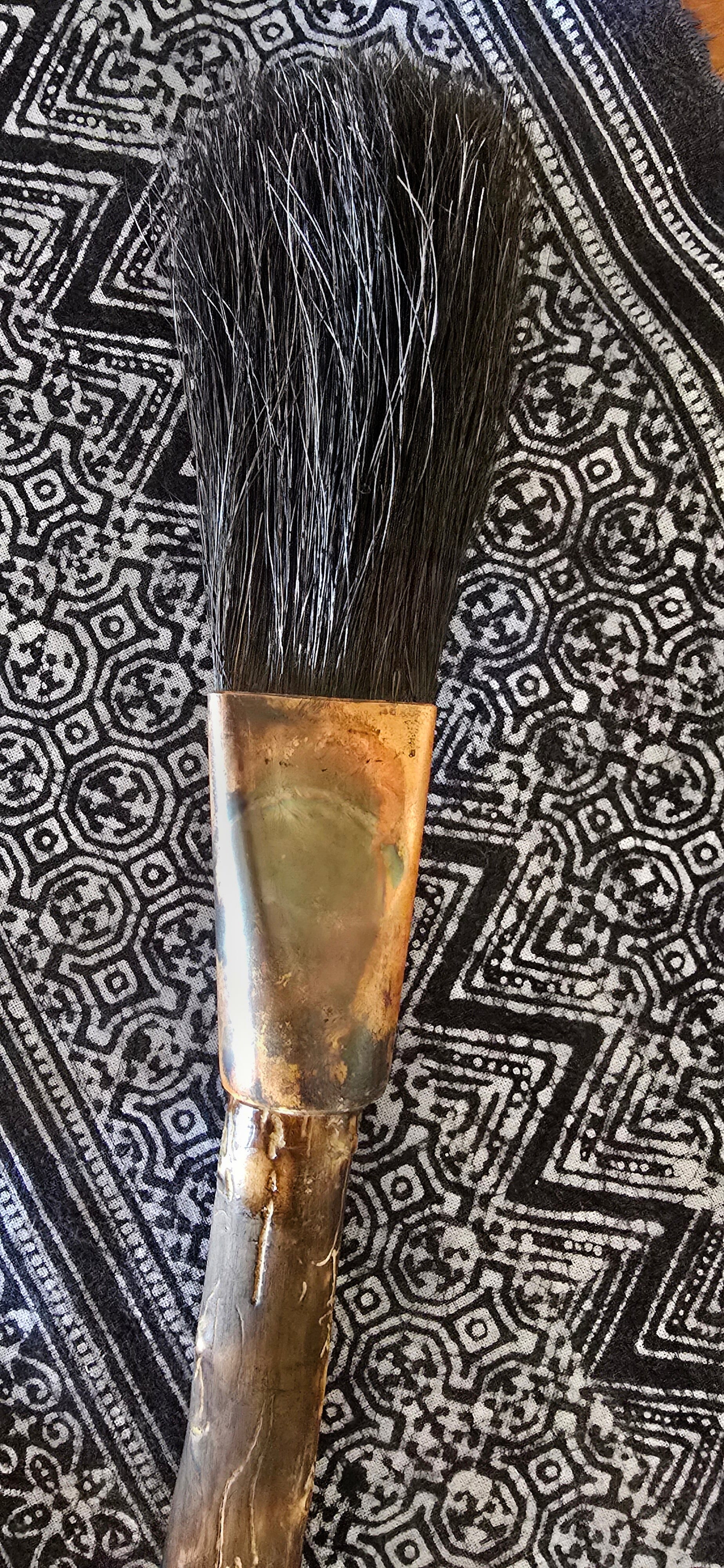 Large Flat Black Horsehair Brush – Driftwood Handle with Burned Patina Paintbrush Elizabeth Schowachert Art
