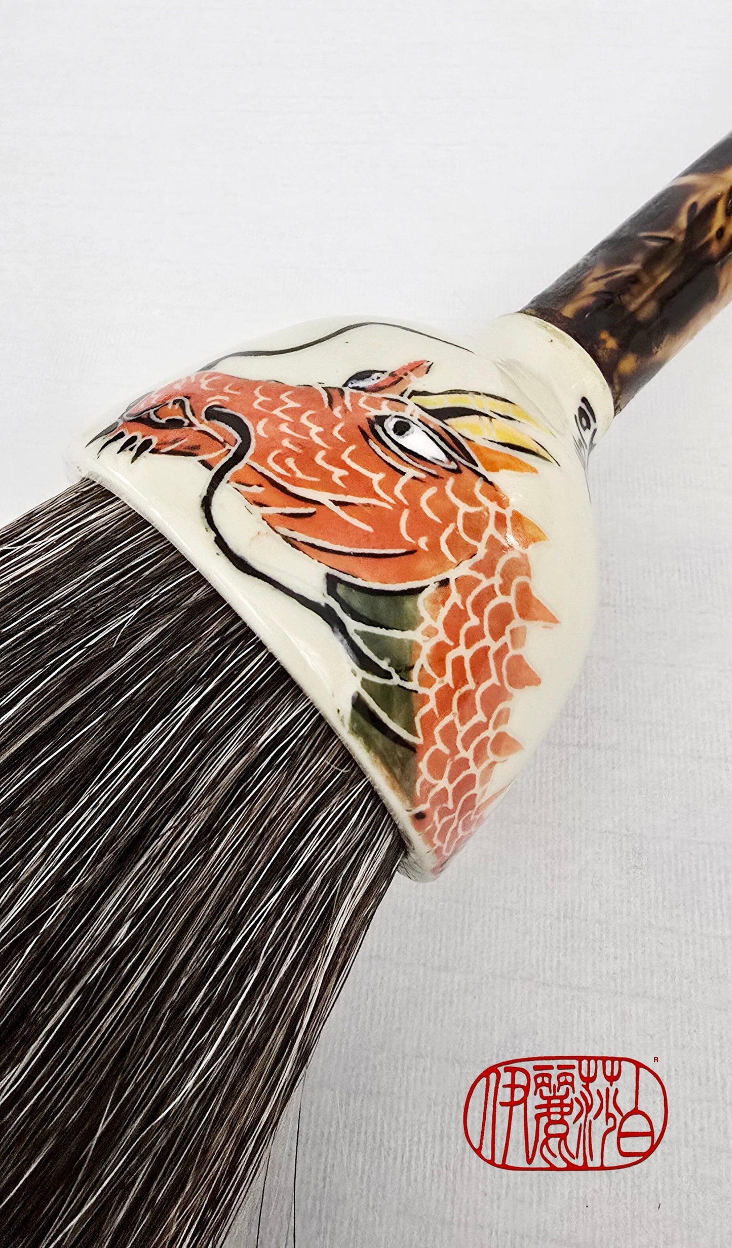 Large Sumi-Style Premium Horsehair Painter's Brush With Dragon Ferrule #3 Elizabeth Schowachert Art