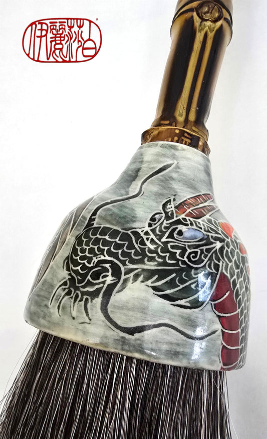 Large Sumi-Style Premium Horsehair Painter's Brush With Dragon Ferrule Elizabeth Schowachert Art