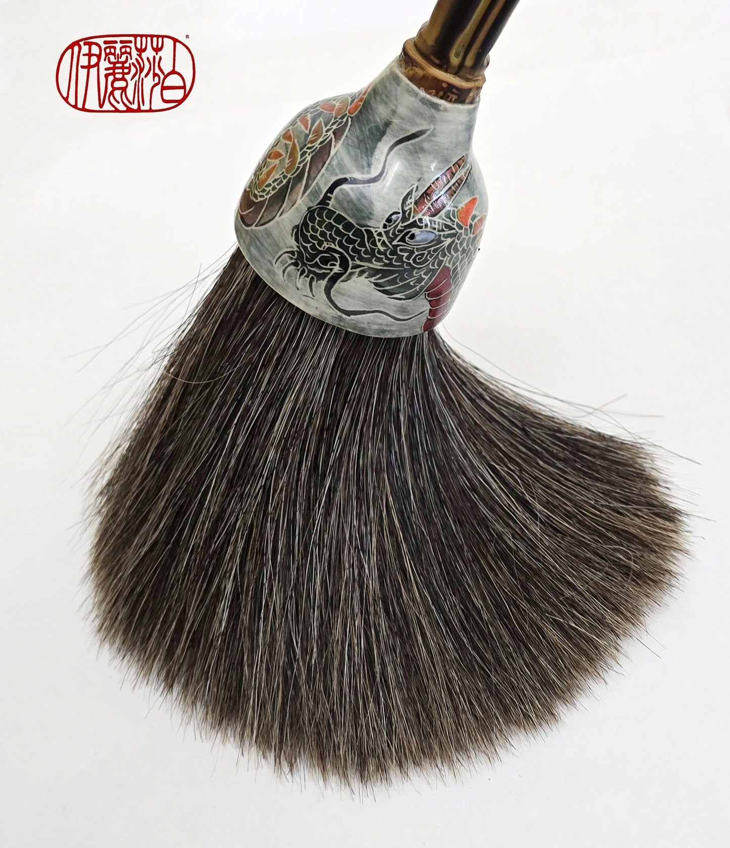 Large Sumi-Style Premium Horsehair Painter's Brush With Dragon Ferrule Elizabeth Schowachert Art