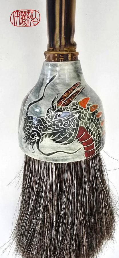 Large Sumi-Style Premium Horsehair Painter's Brush With Dragon Ferrule Elizabeth Schowachert Art