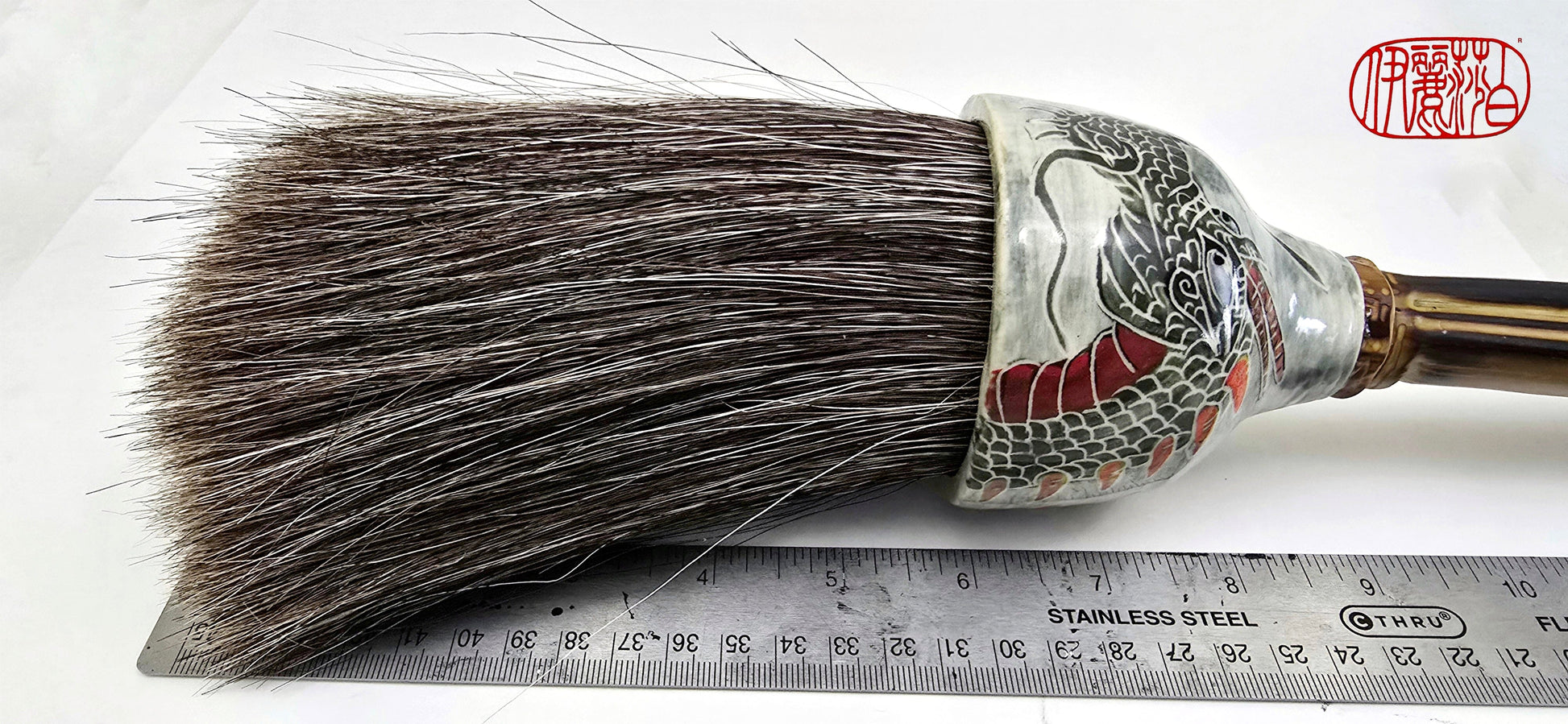 Large Sumi-Style Premium Horsehair Painter's Brush With Dragon Ferrule Elizabeth Schowachert Art