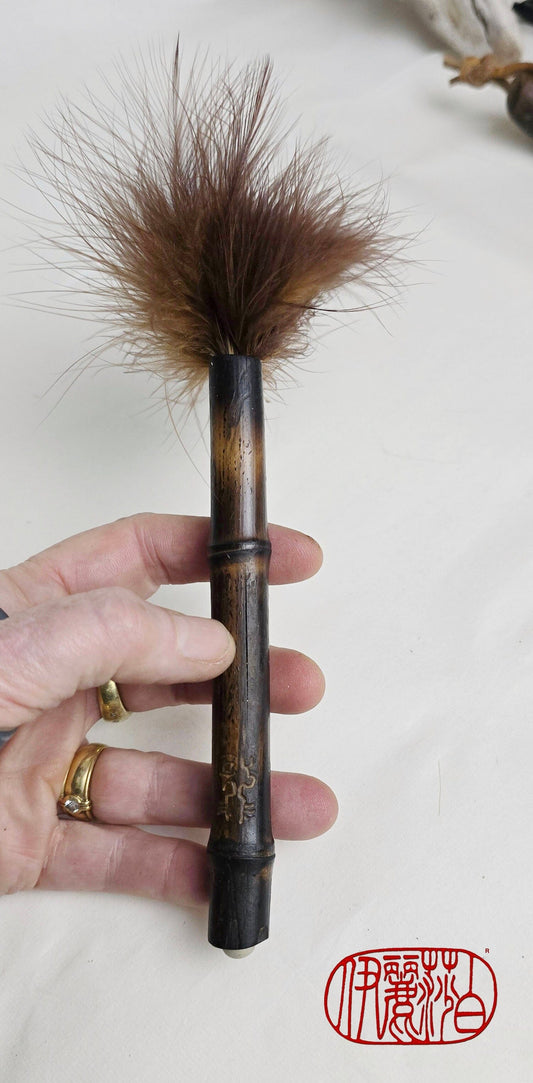 Marabou Feather Brush – Burned Bamboo Handle Paintbrushes Elizabeth Schowachert Art