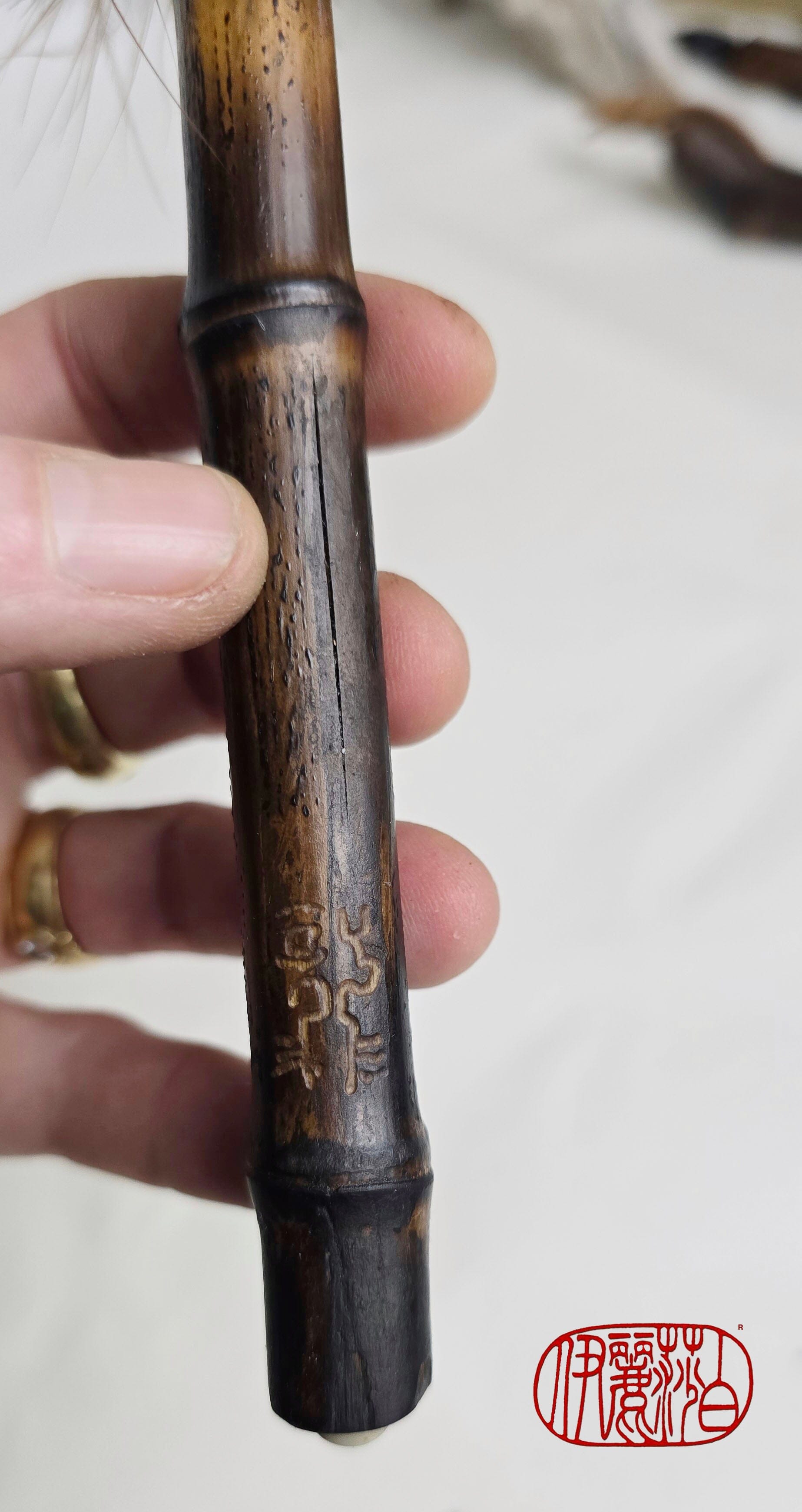 Marabou Feather Brush – Burned Bamboo Handle Paintbrushes Elizabeth Schowachert Art