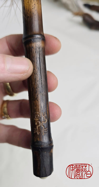 Marabou Feather Brush – Burned Bamboo Handle Paintbrushes Elizabeth Schowachert Art