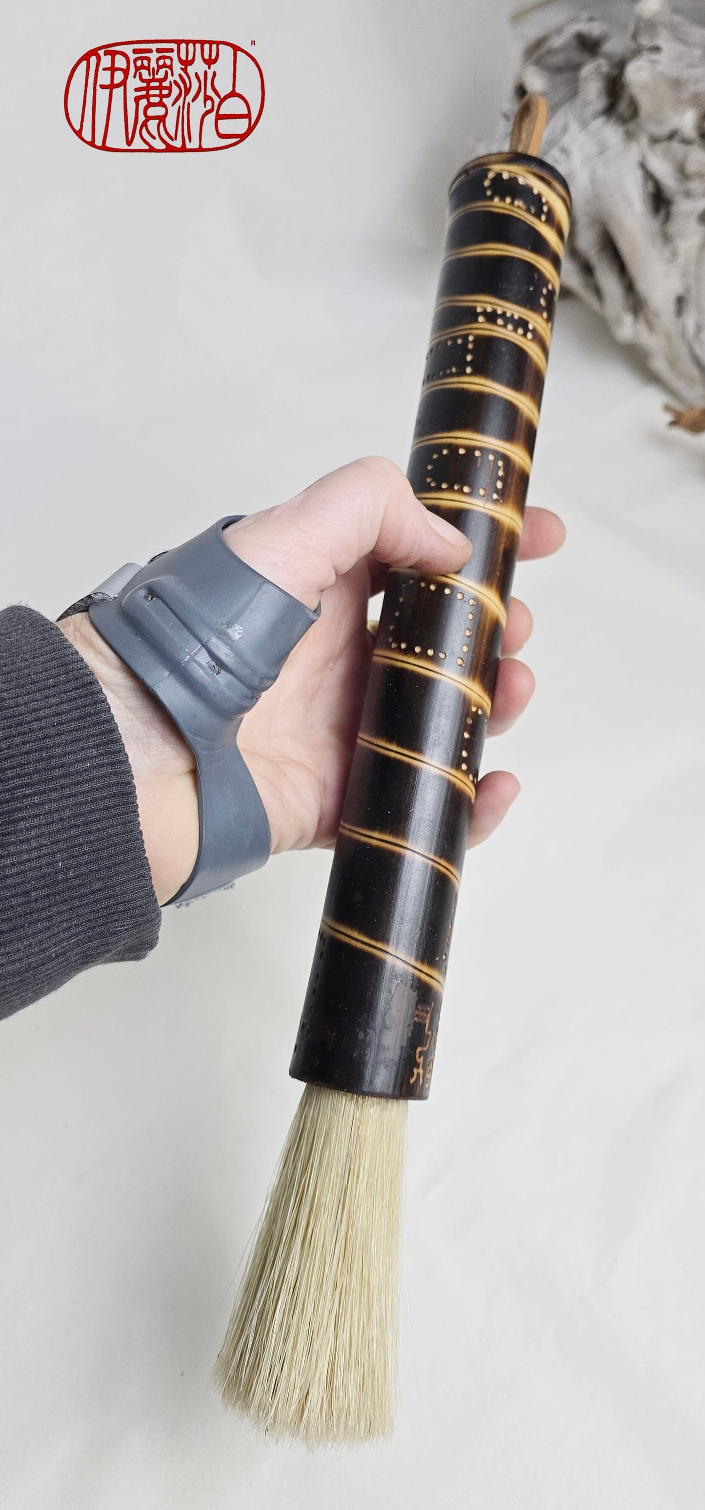 Marabou Feather Brush – Burned Bamboo Handle Paintbrushes Elizabeth Schowachert Art