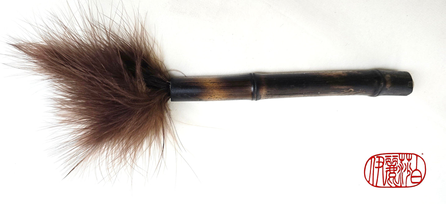 Marabou Feather Brush – Burned Bamboo Handle Paintbrushes Elizabeth Schowachert Art