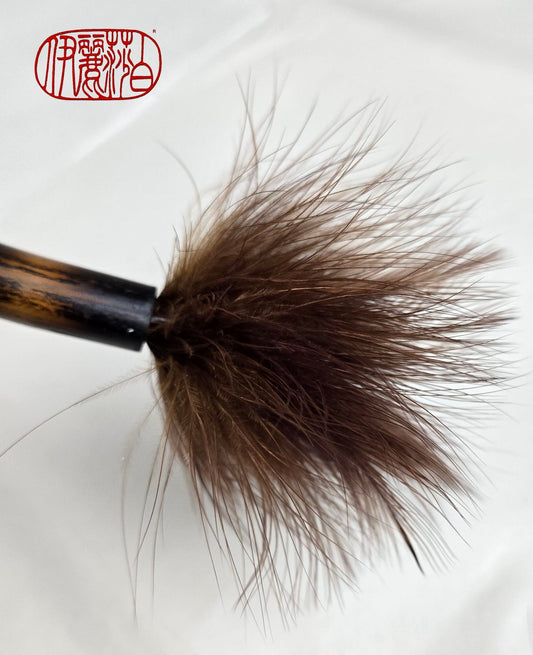 Marabou Feather Brush – Burned Bamboo Handle Paintbrushes Elizabeth Schowachert Art
