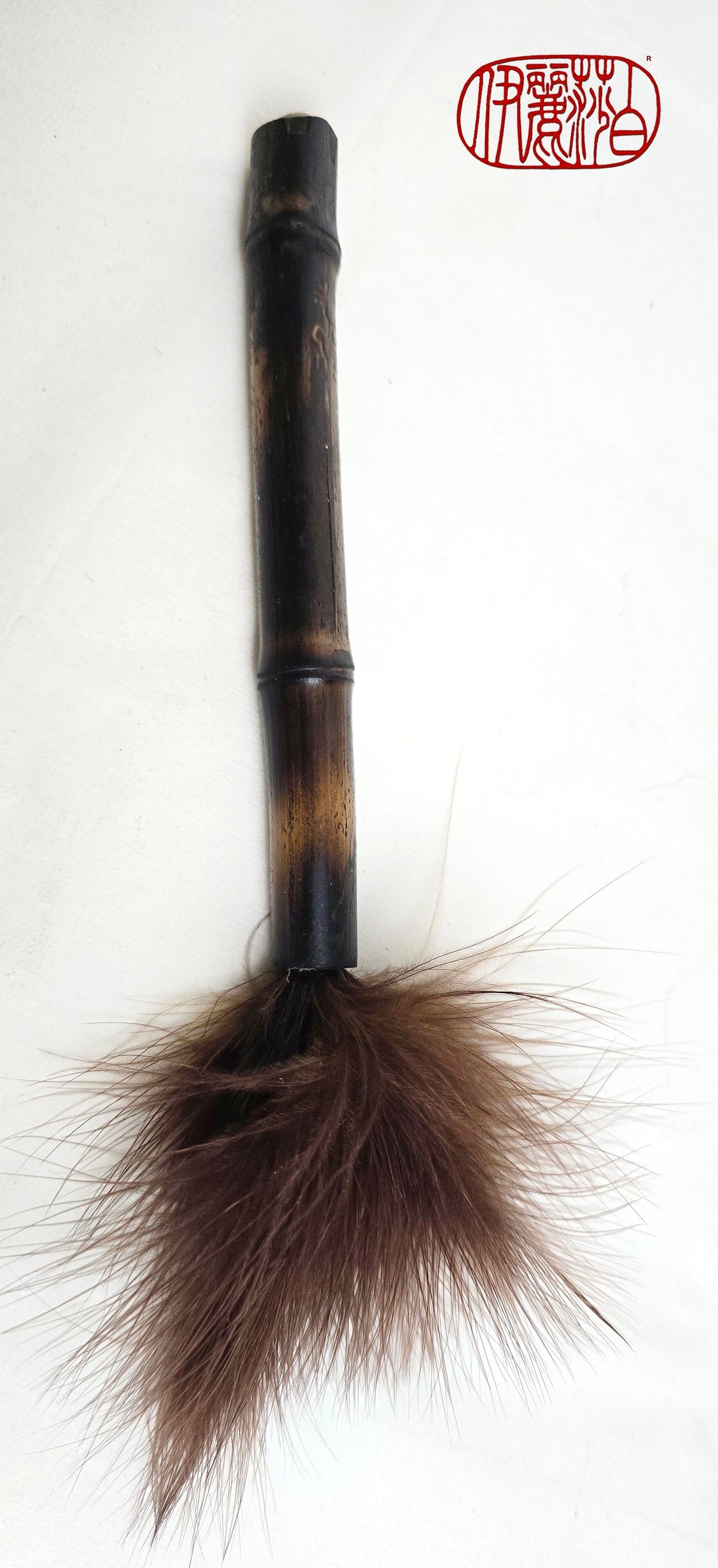 Marabou Feather Brush – Burned Bamboo Handle Paintbrushes Elizabeth Schowachert Art