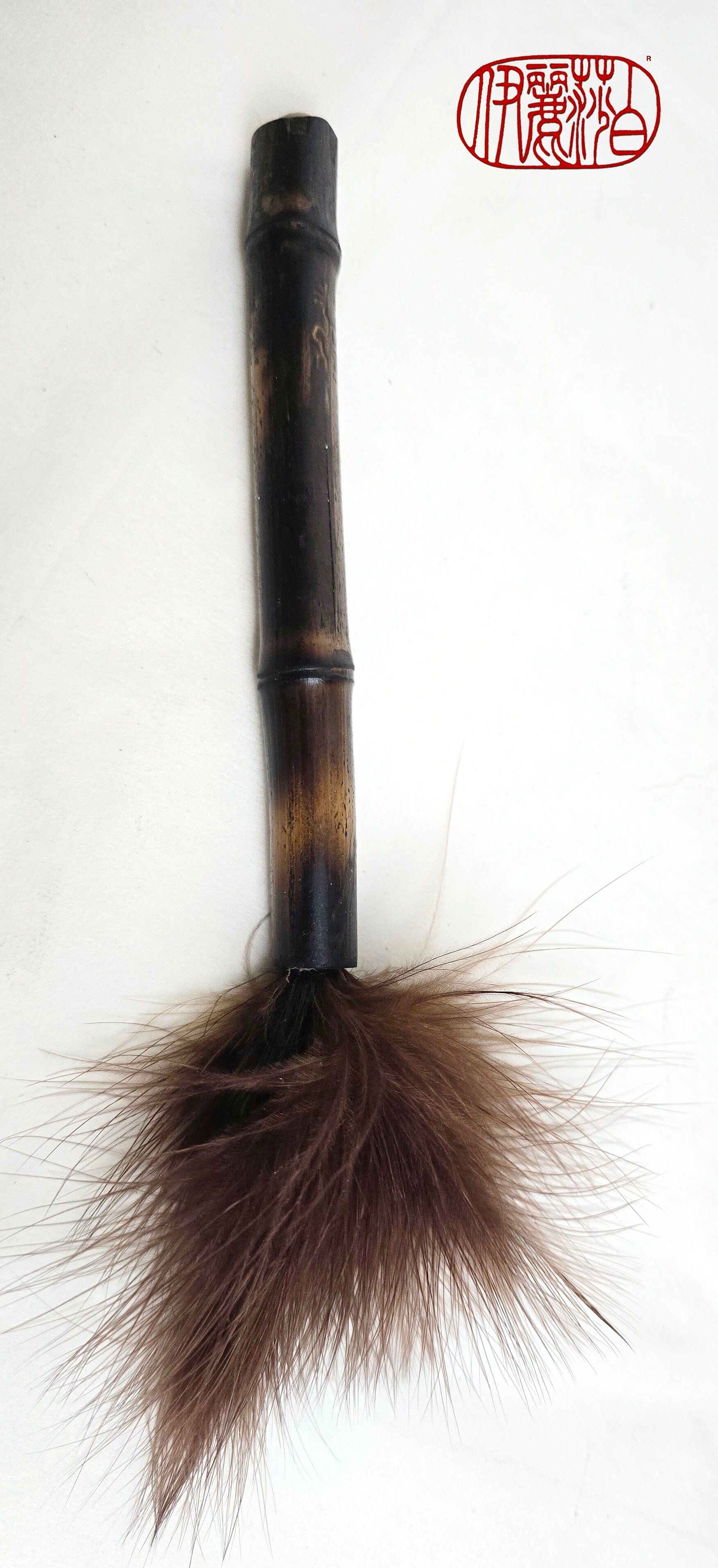 Marabou Feather Brush – Burned Bamboo Handle Paintbrushes Elizabeth Schowachert Art