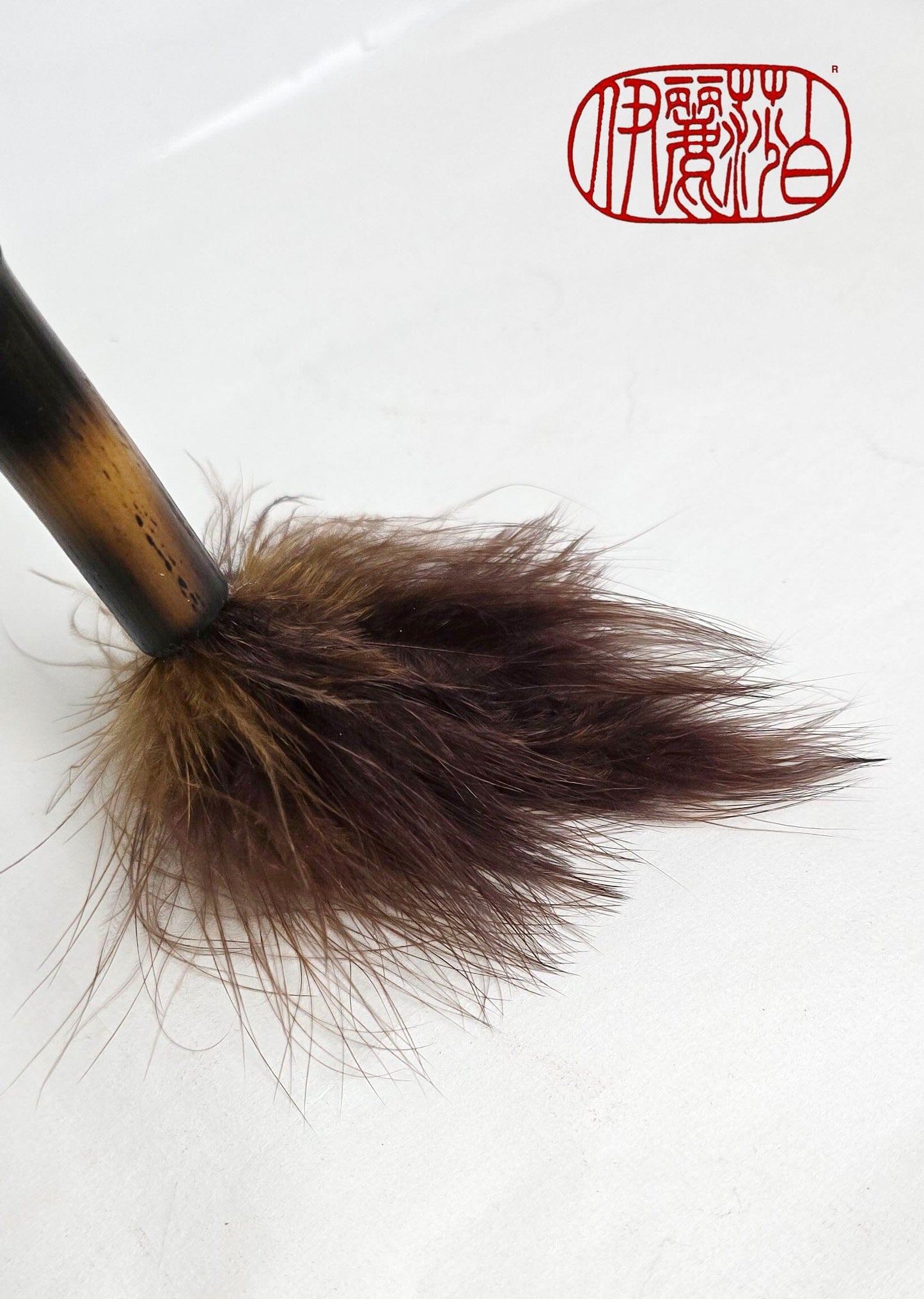 Marabou Feather Brush – Burned Bamboo Handle Paintbrushes Elizabeth Schowachert Art