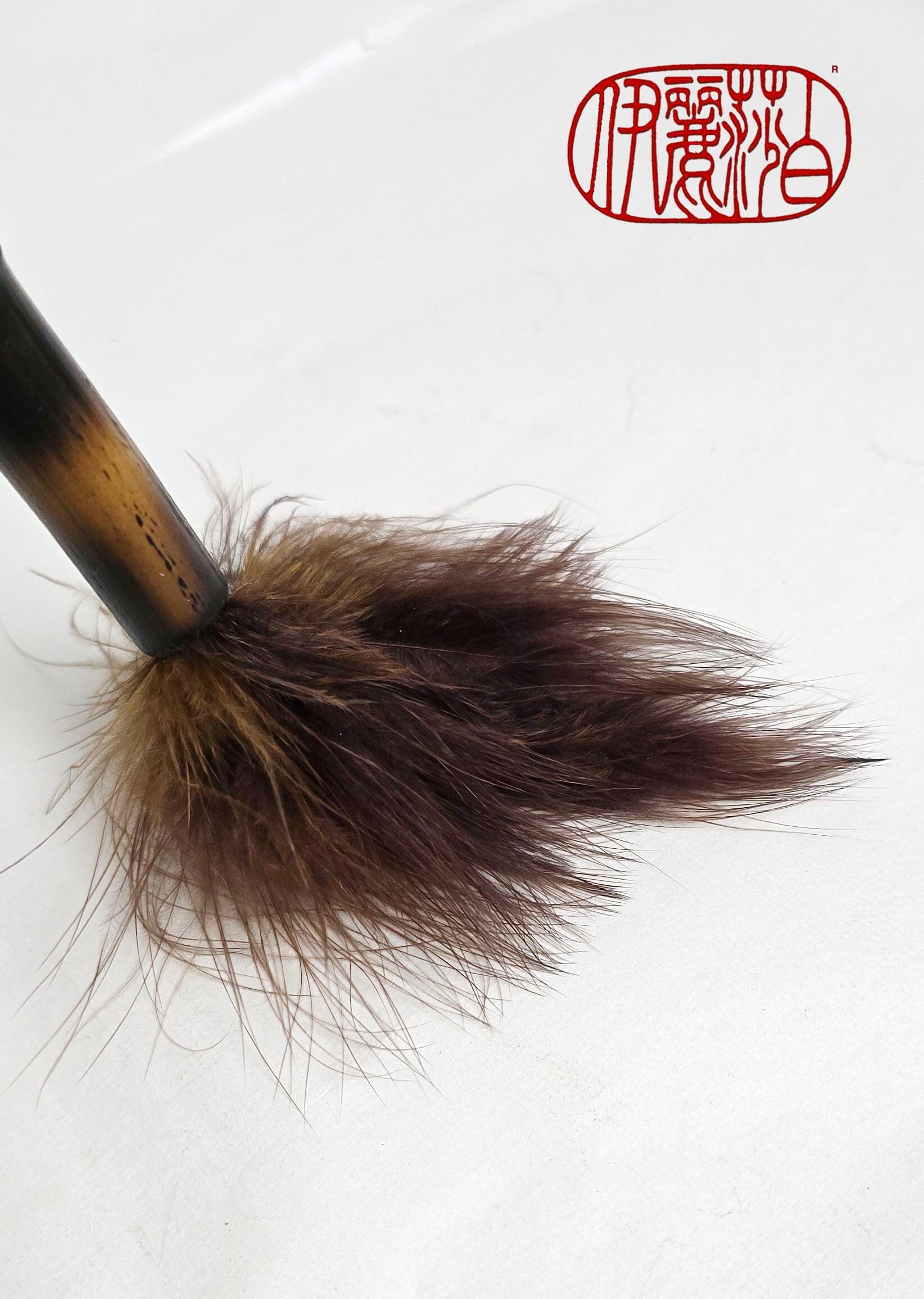 Marabou Feather Brush – Burned Bamboo Handle Paintbrushes Elizabeth Schowachert Art