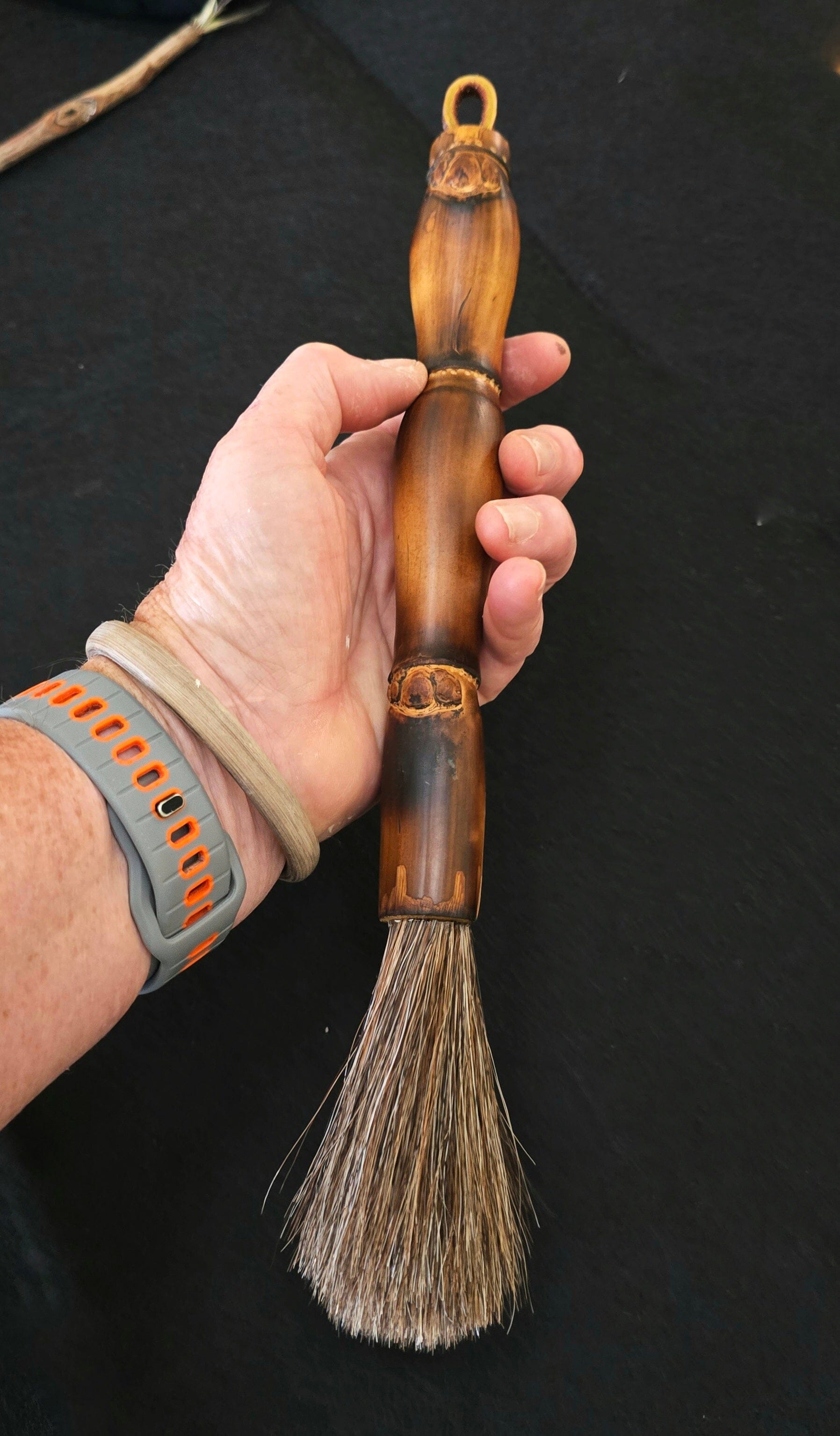Mixed Horsehair Brush – Bamboo Handle with Leather Hanging Strap Paintbrushes Elizabeth Schowachert Art