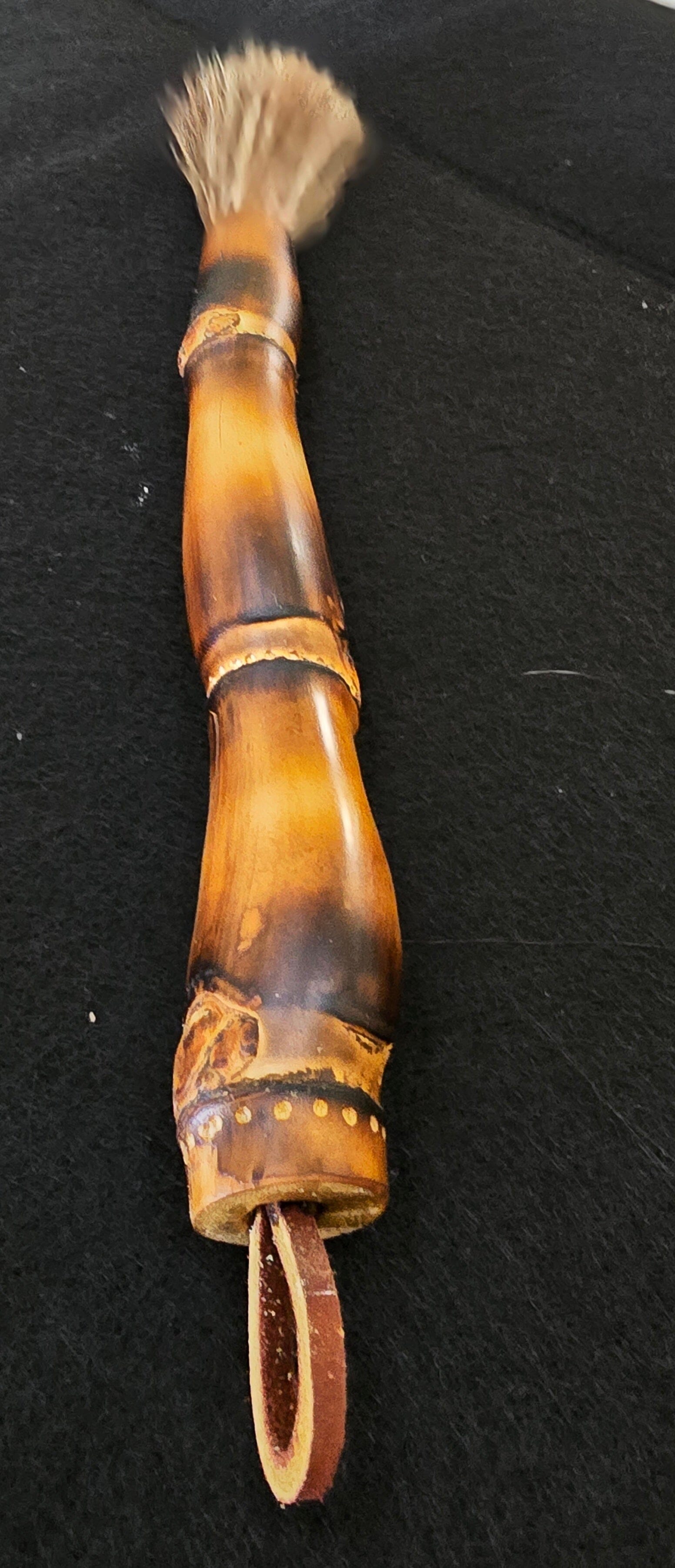 Mixed Horsehair Brush – Bamboo Handle with Leather Hanging Strap Paintbrushes Elizabeth Schowachert Art