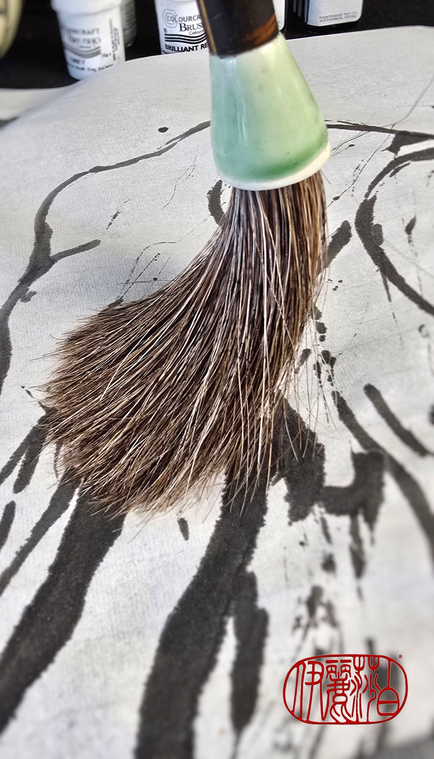 Mixed Horsehair Brush with Bamboo Handle and Ceramic Ferrule Paintbrush Elizabeth Schowachert Art