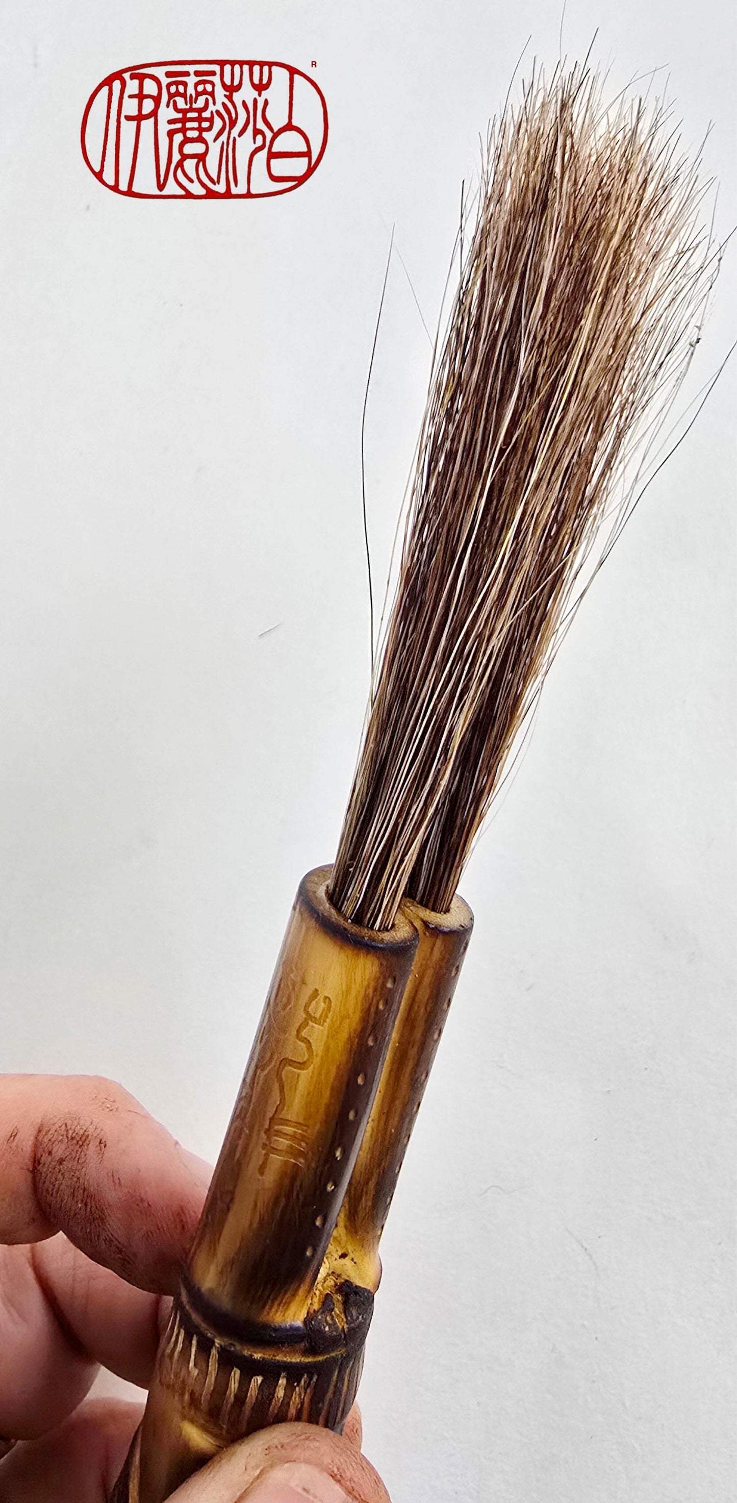 Mixed Horsehair Brush with Engraved Bamboo Handle Paintbrushes Elizabeth Schowachert Art