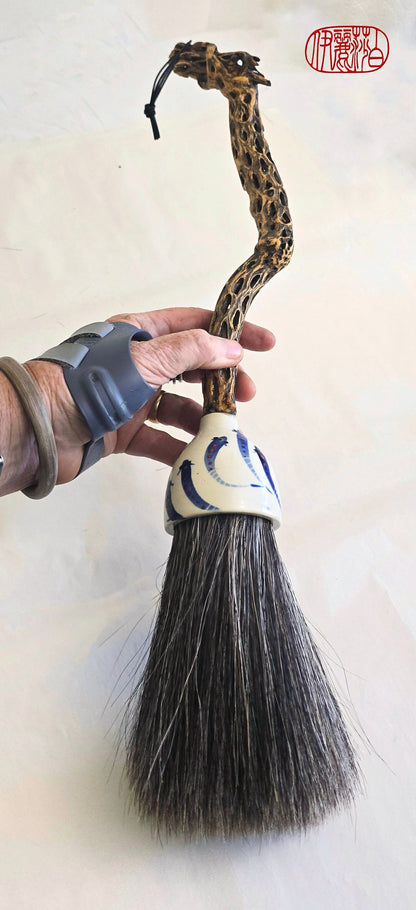 Mixed Horsehair Traditional Tapered Sumi Paintbrush with Ceramic Ferrule Paintbrush Elizabeth Schowachert Art