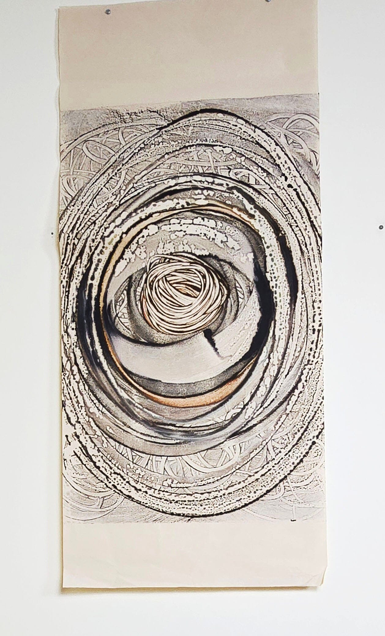 Origins of Motion — Encaustic Monotype on Handmade Bamboo Paper Artwork Elizabeth Schowachert Art