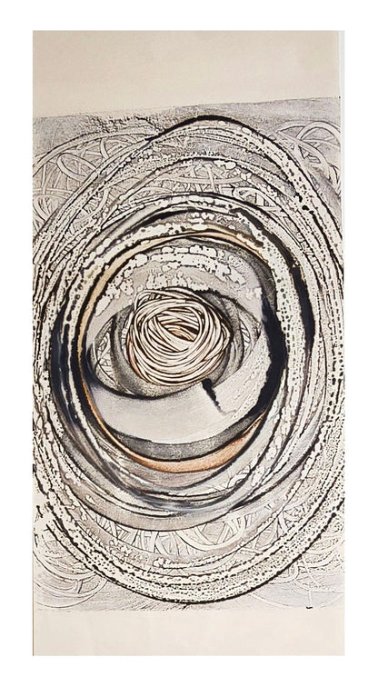 Origins of Motion — Encaustic Monotype on Handmade Bamboo Paper Artwork Elizabeth Schowachert Art