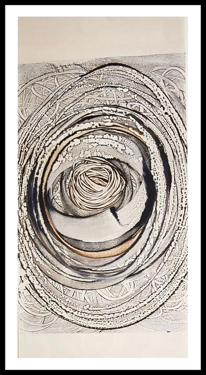 Origins of Motion — Encaustic Monotype on Handmade Bamboo Paper Artwork Elizabeth Schowachert Art