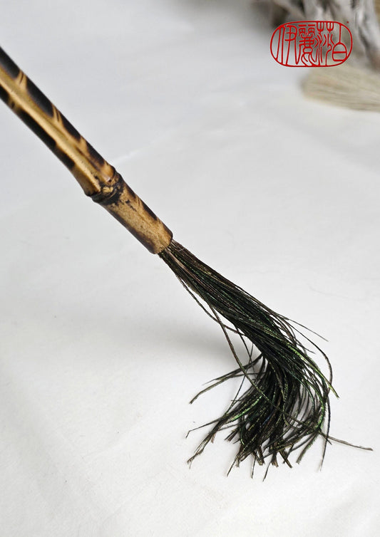 Peacock Feather Brush – Bamboo Handle Paintbrushes Elizabeth Schowachert Art