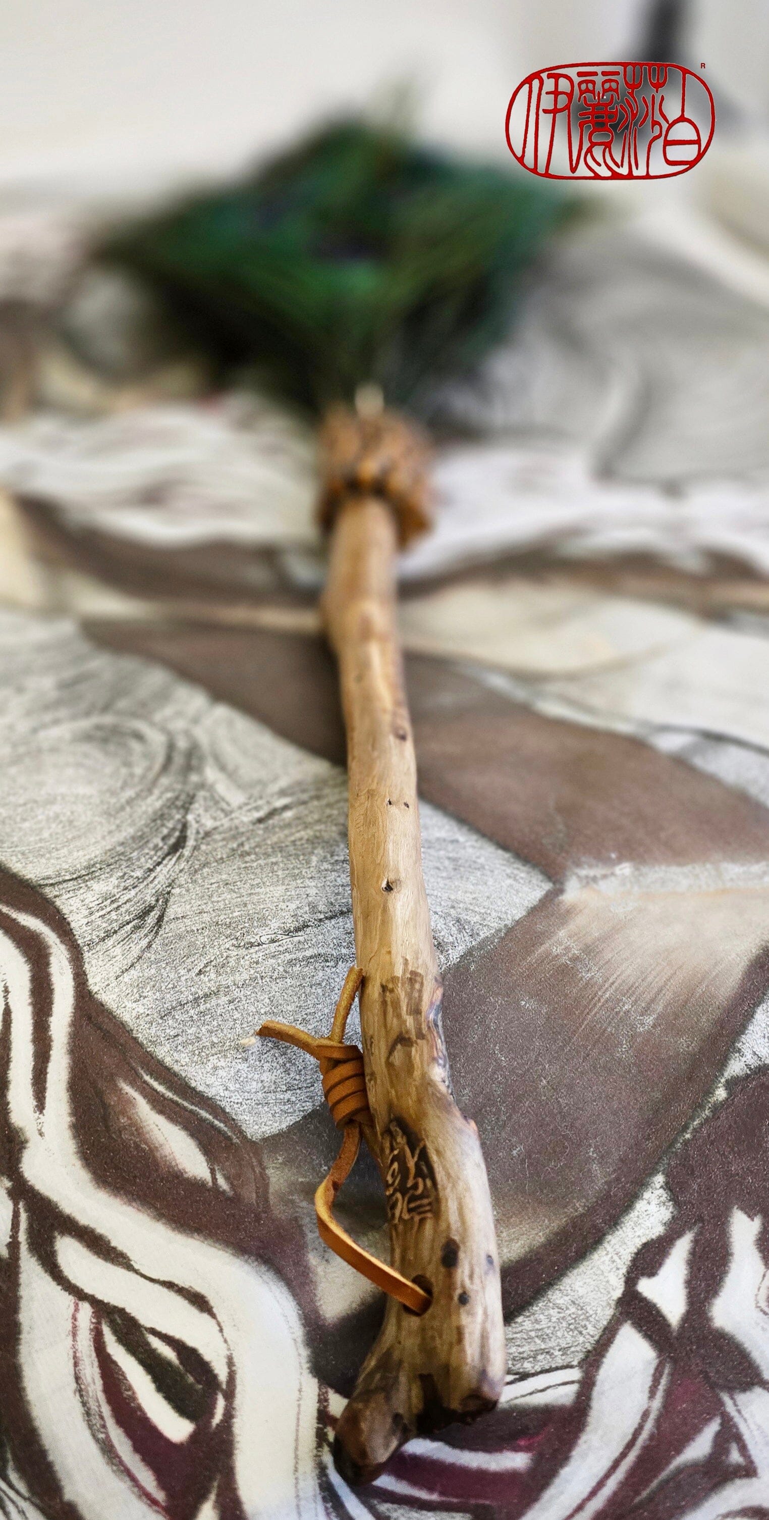 Peacock Feather Painter's Brush with Cholla Cactus Ferrule Driftwood Handle Painter's Brush Elizabeth Schowachert Art