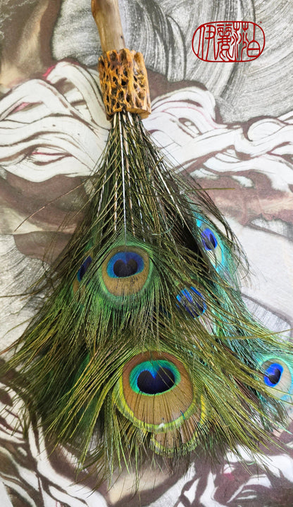 Peacock Feather Painter's Brush with Cholla Cactus Ferrule Driftwood Handle Painter's Brush Elizabeth Schowachert Art