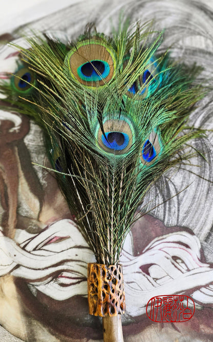 Peacock Feather Painter's Brush with Cholla Cactus Ferrule Driftwood Handle Painter's Brush Elizabeth Schowachert Art