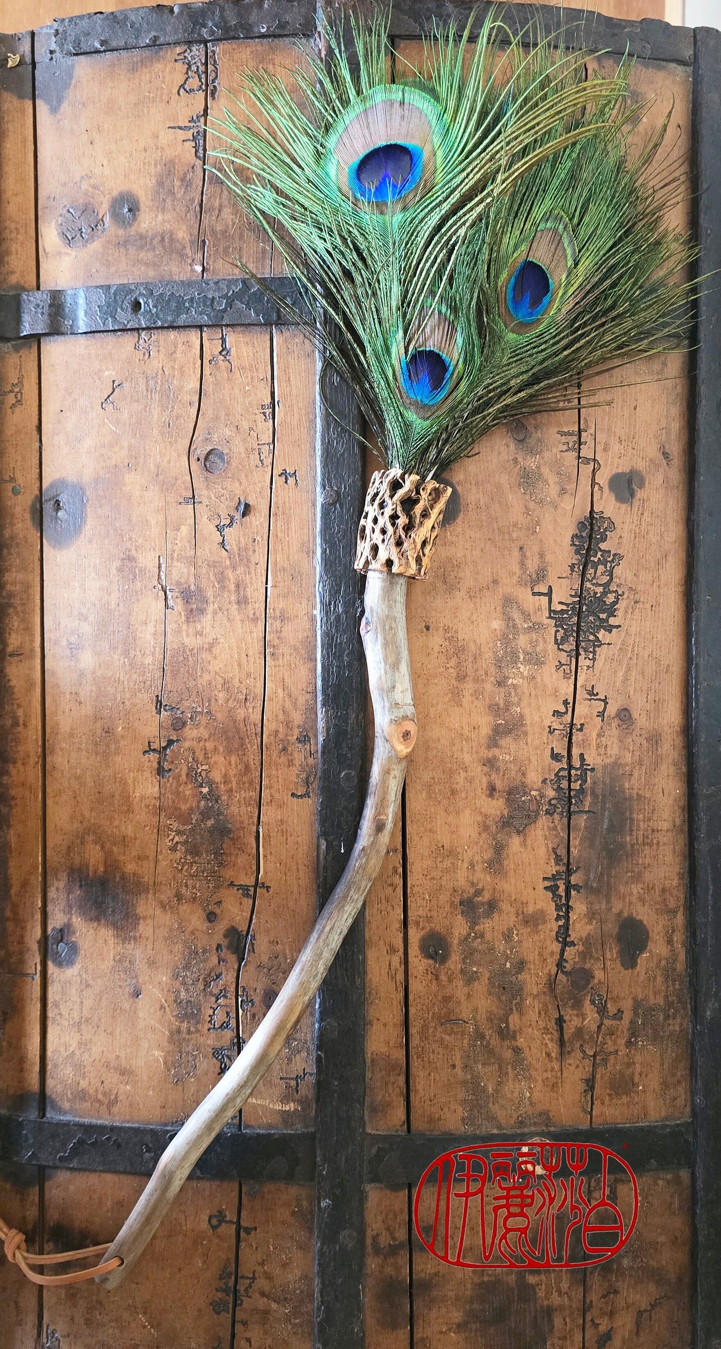 Peacock Feather Painter's Brush with Driftwood Handle Painter's Brush Elizabeth Schowachert Art