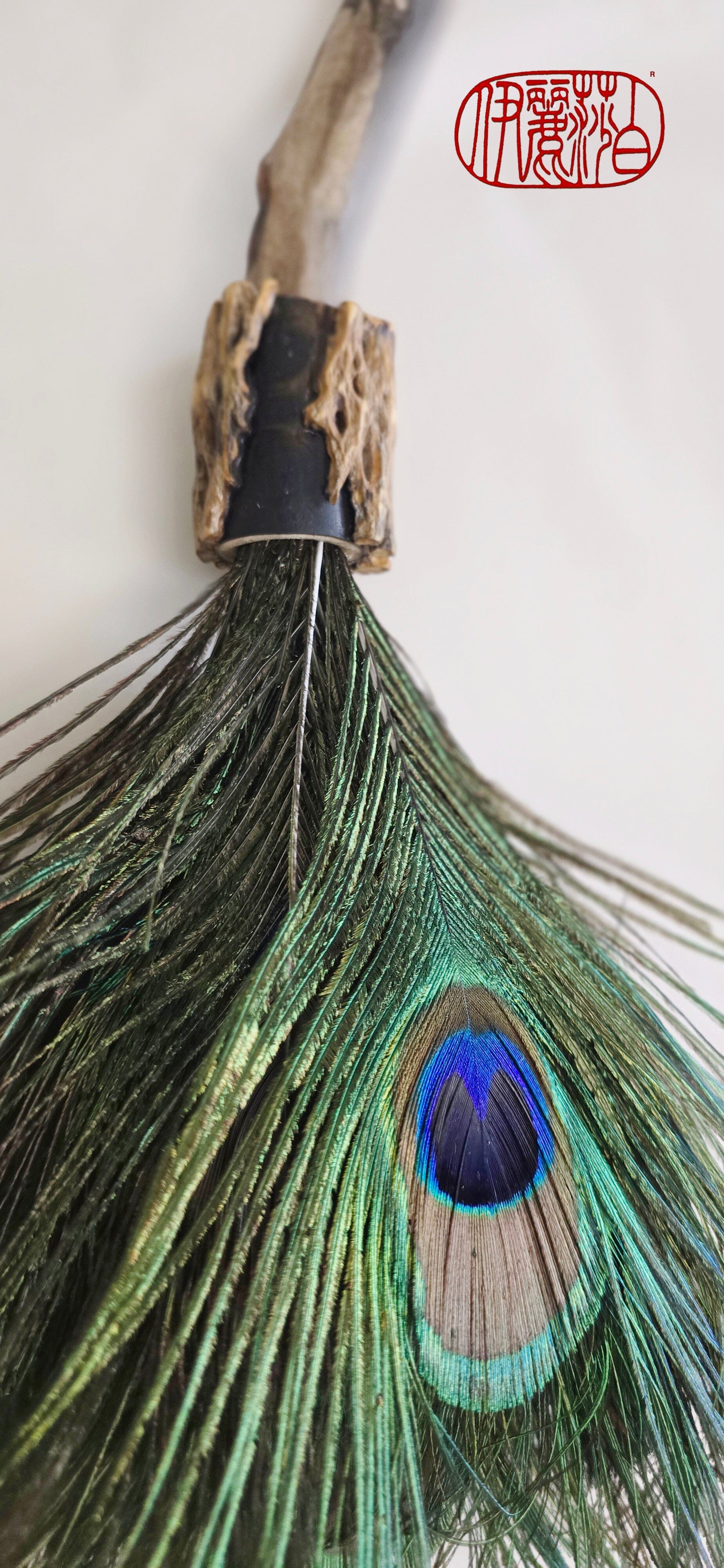 Peacock Feather Painter's Brush with Driftwood Handle Painter's Brush Elizabeth Schowachert Art