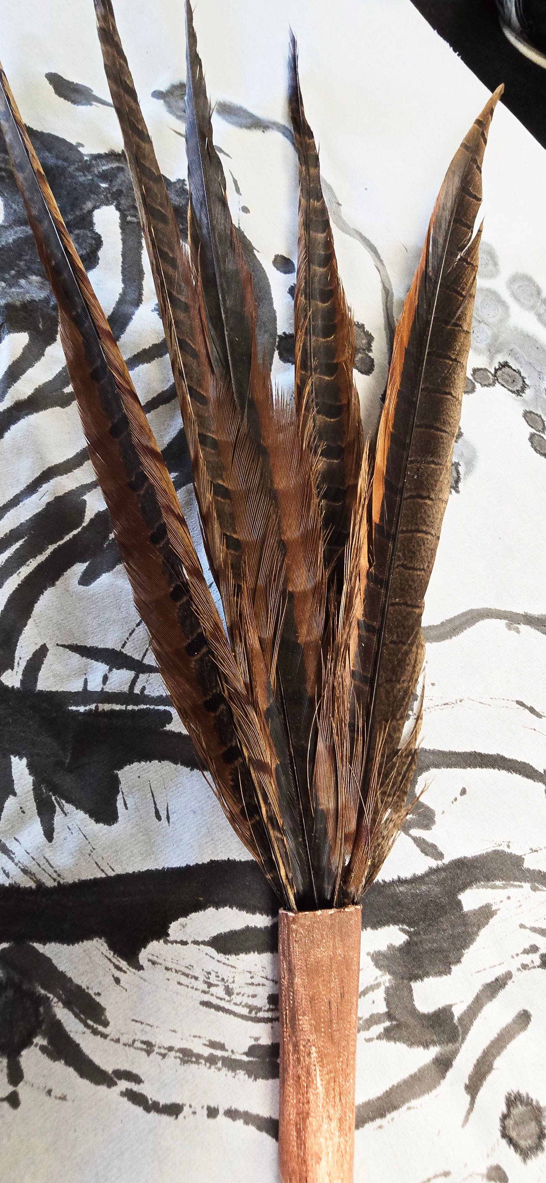 Pheasant Feather Brush with Driftwood Handle Paintbrushes Elizabeth Schowachert Art