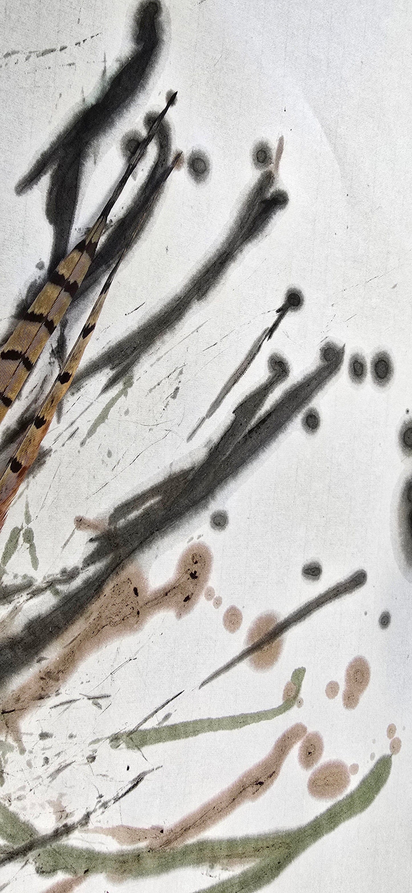 Pheasant Feather Brush with Driftwood Handle Paintbrushes Elizabeth Schowachert Art