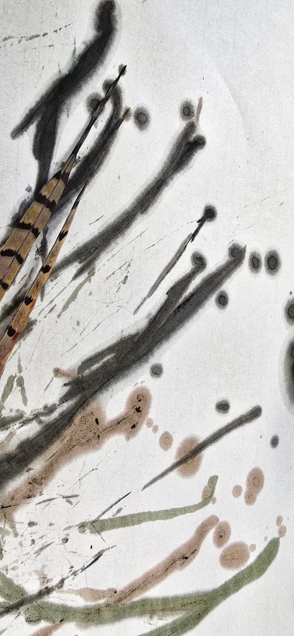 Pheasant Feather Brush with Driftwood Handle Paintbrushes Elizabeth Schowachert Art