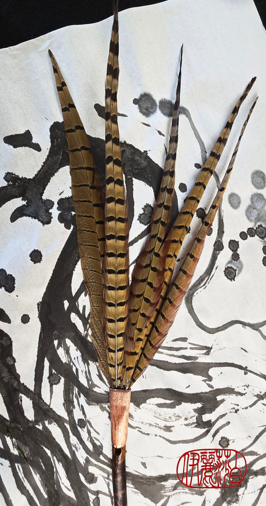 Pheasant Feather Brush with Driftwood Handle Paintbrushes Elizabeth Schowachert Art