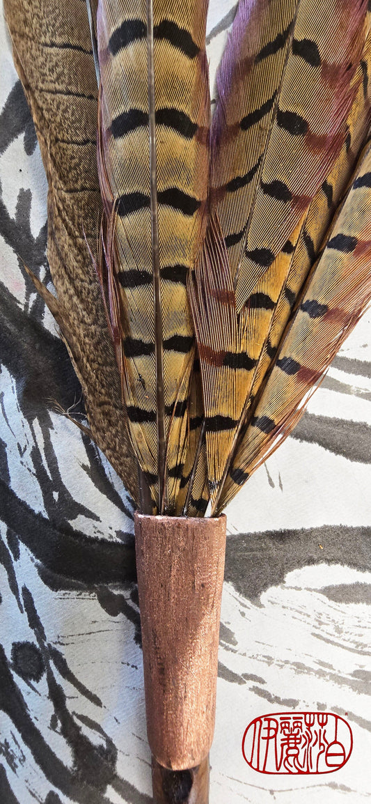 Pheasant Feather Brush with Driftwood Handle Paintbrushes Elizabeth Schowachert Art