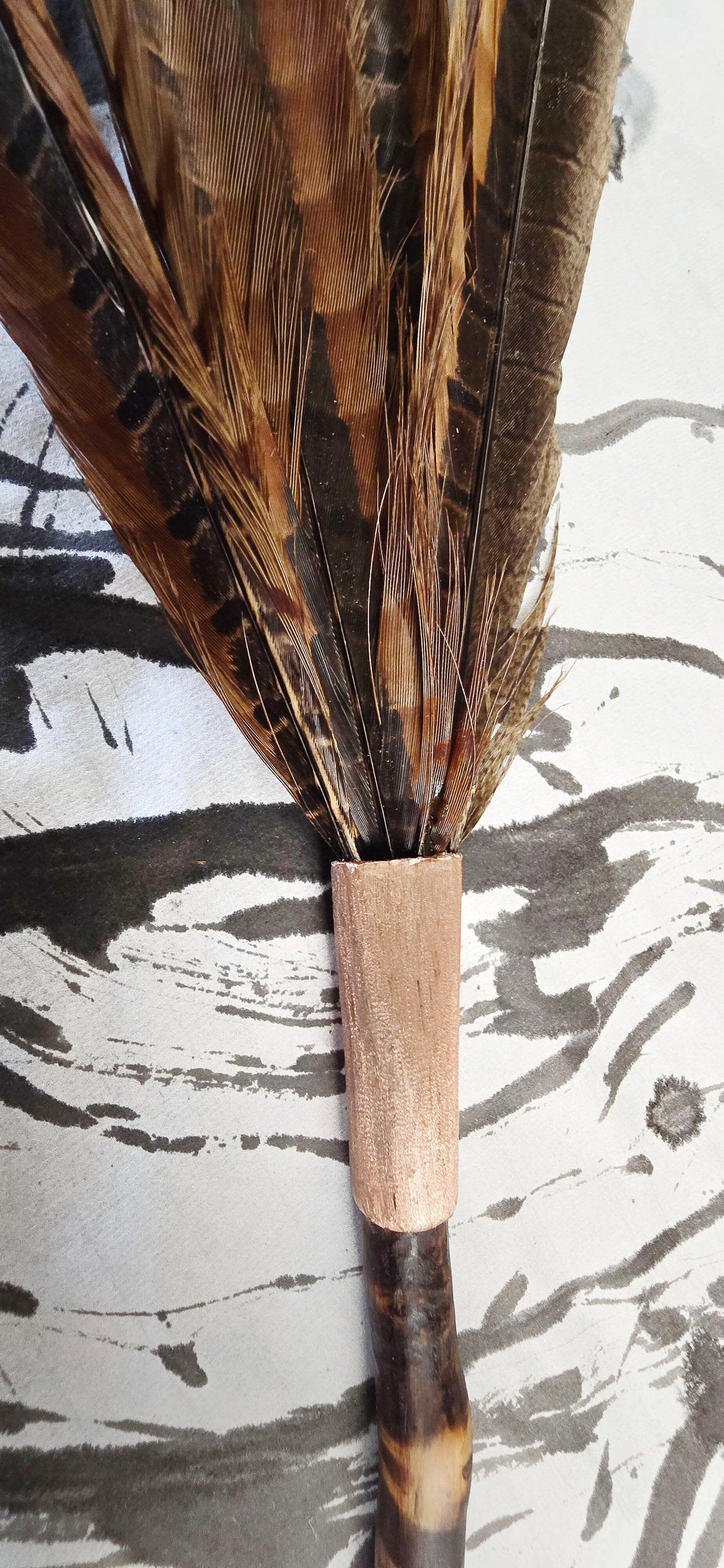Pheasant Feather Brush with Driftwood Handle Paintbrushes Elizabeth Schowachert Art