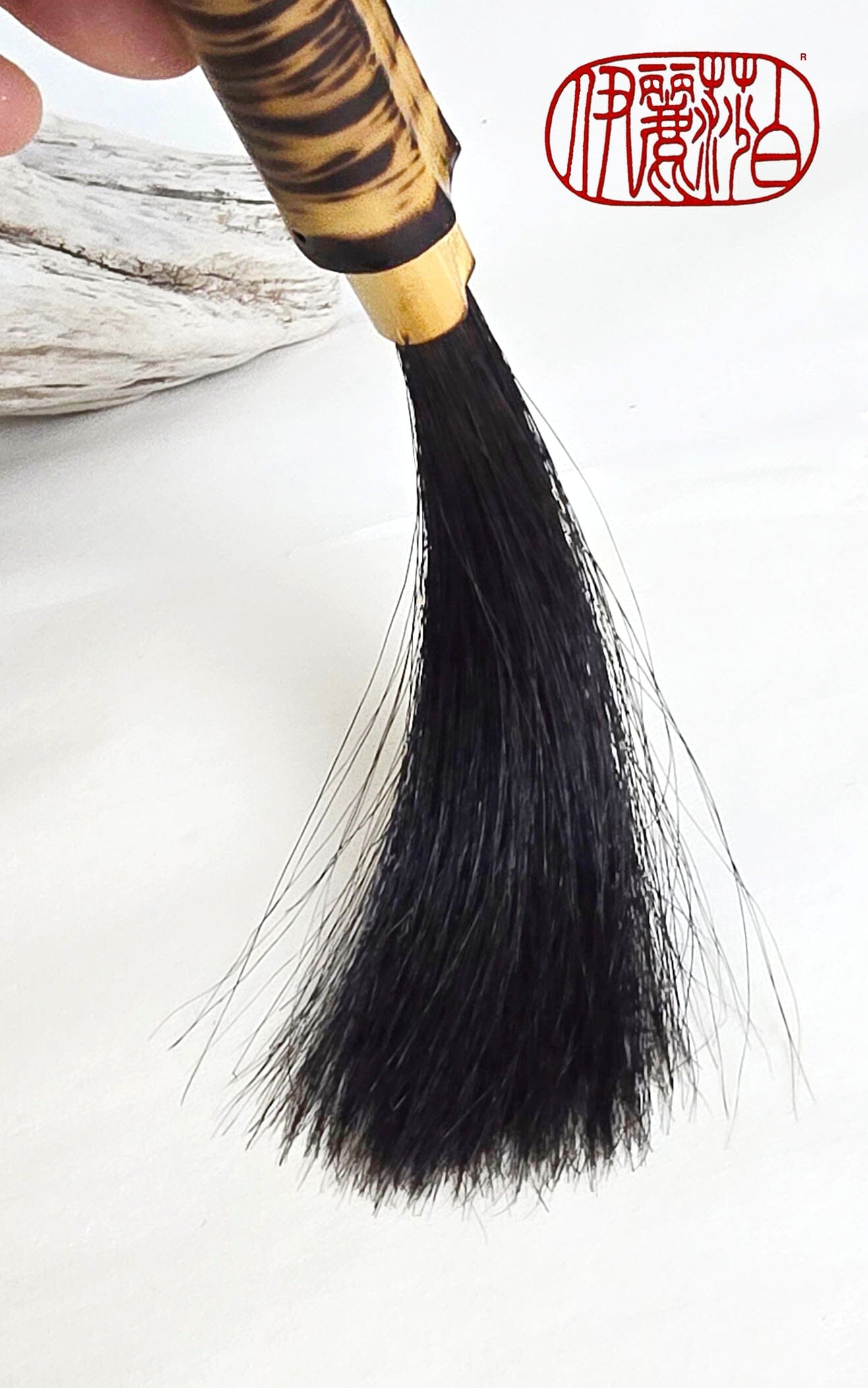 Premium Black Horsehair Brush – Burned Bamboo Handle Sumi-e Paint Brush Elizabeth Schowachert Art