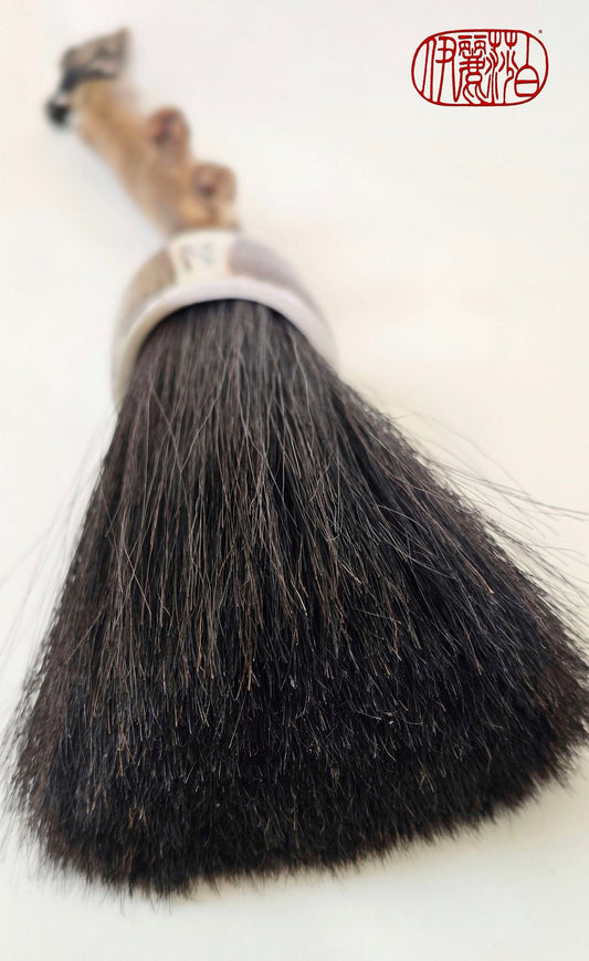 Premium Black Horsehair Brush – Driftwood Handle, Thrown Ceramic Fish Ferrule, for Ink, Watercolor & Fluid Acrylic Paintbrushes Elizabeth Schowachert Art
