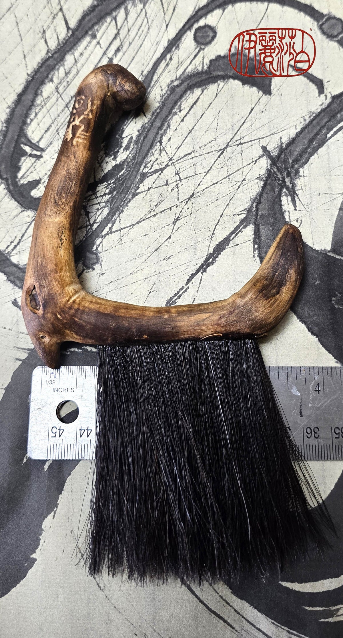 Premium Black Horsehair Brush with Driftwood Handle Paintbrush Elizabeth Schowachert Art