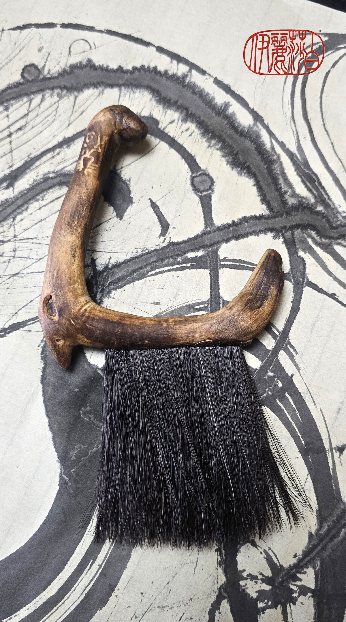Premium Black Horsehair Brush with Driftwood Handle Paintbrush Elizabeth Schowachert Art