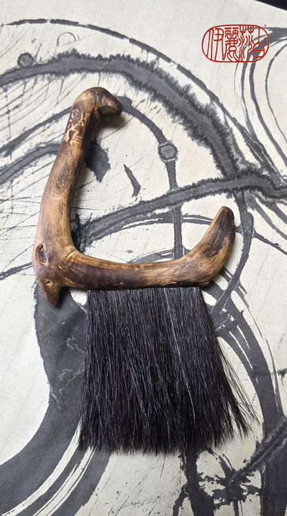 Premium Black Horsehair Brush with Driftwood Handle Paintbrush Elizabeth Schowachert Art