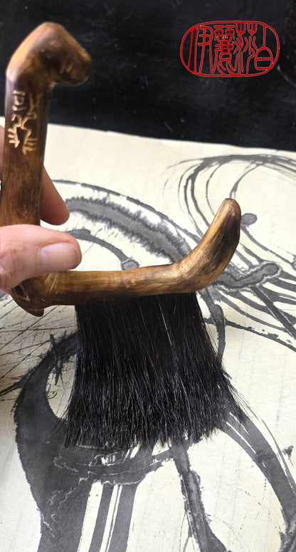 Premium Black Horsehair Brush with Driftwood Handle Paintbrush Elizabeth Schowachert Art