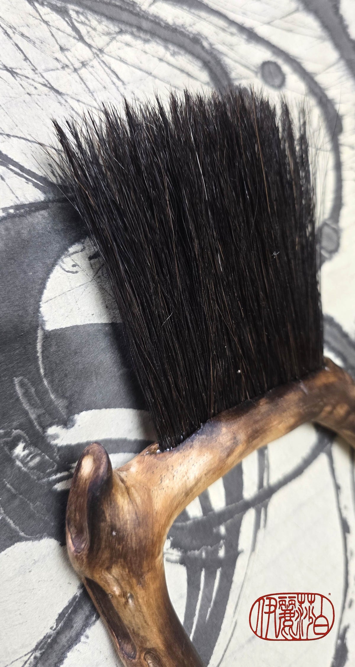 Premium Black Horsehair Brush with Driftwood Handle Paintbrush Elizabeth Schowachert Art