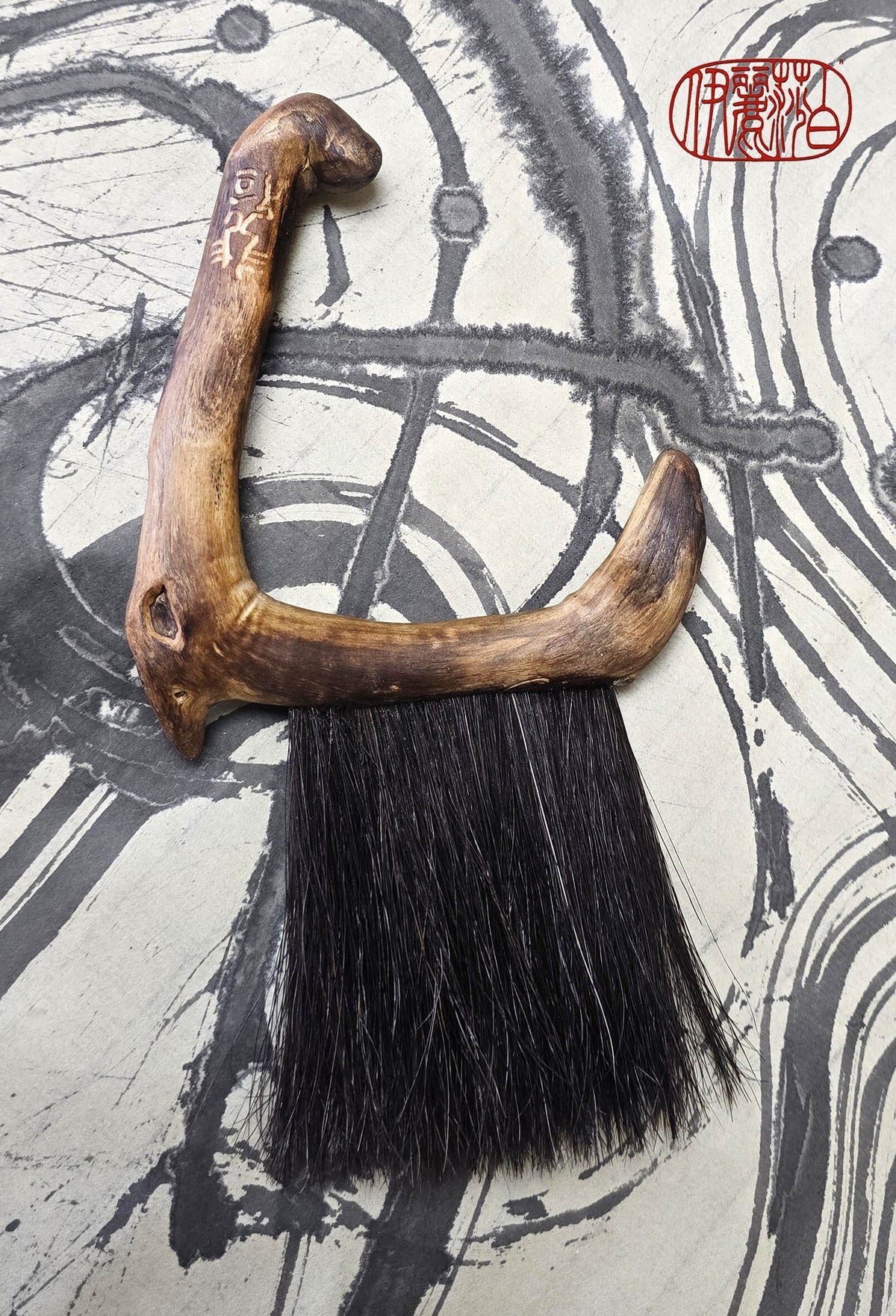 Premium Black Horsehair Brush with Driftwood Handle Paintbrush Elizabeth Schowachert Art