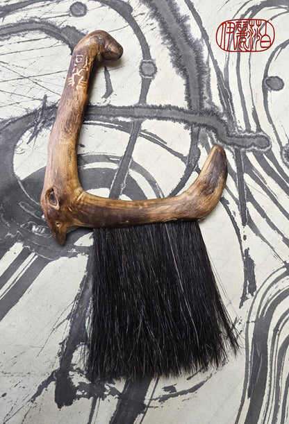 Premium Black Horsehair Brush with Driftwood Handle Paintbrush Elizabeth Schowachert Art