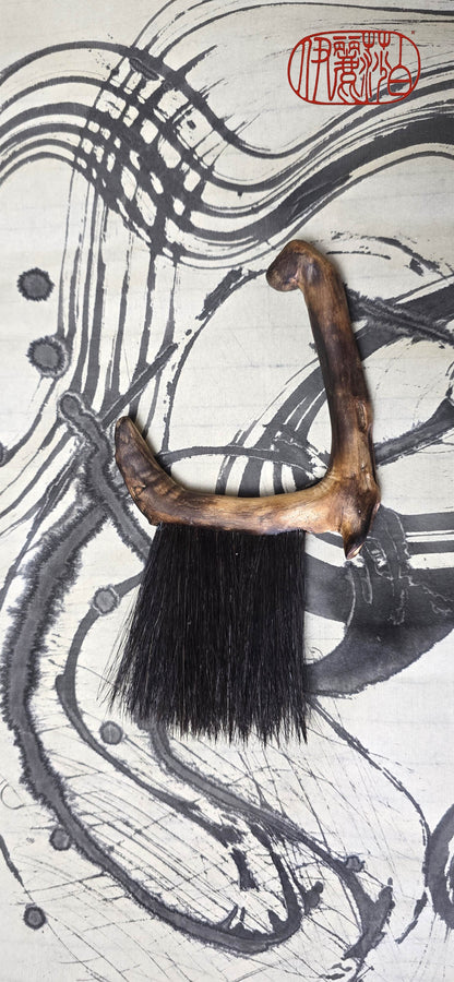Premium Black Horsehair Brush with Driftwood Handle Paintbrush Elizabeth Schowachert Art