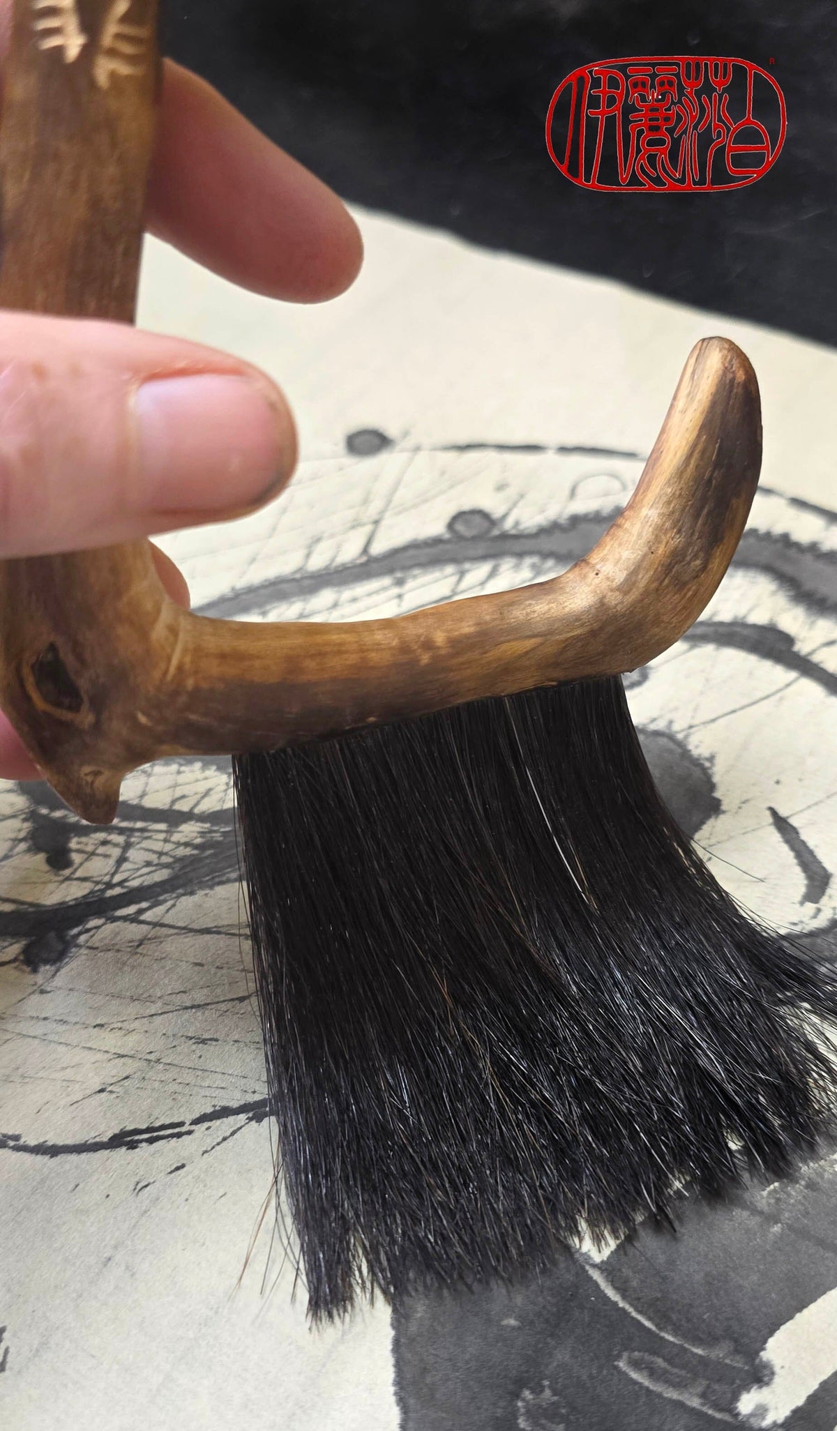 Premium Black Horsehair Brush with Driftwood Handle Paintbrush Elizabeth Schowachert Art